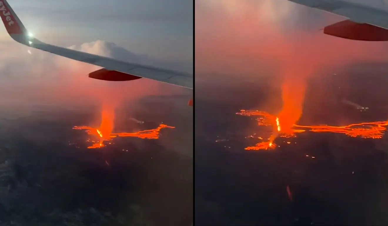 Inacreditável: vídeo mostra avião passando ao lado de vulcão em erupção; assista