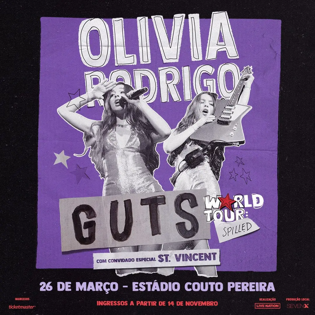 Cartaz do show de Olivia Rodrigo em Curitiba com St. Vincent