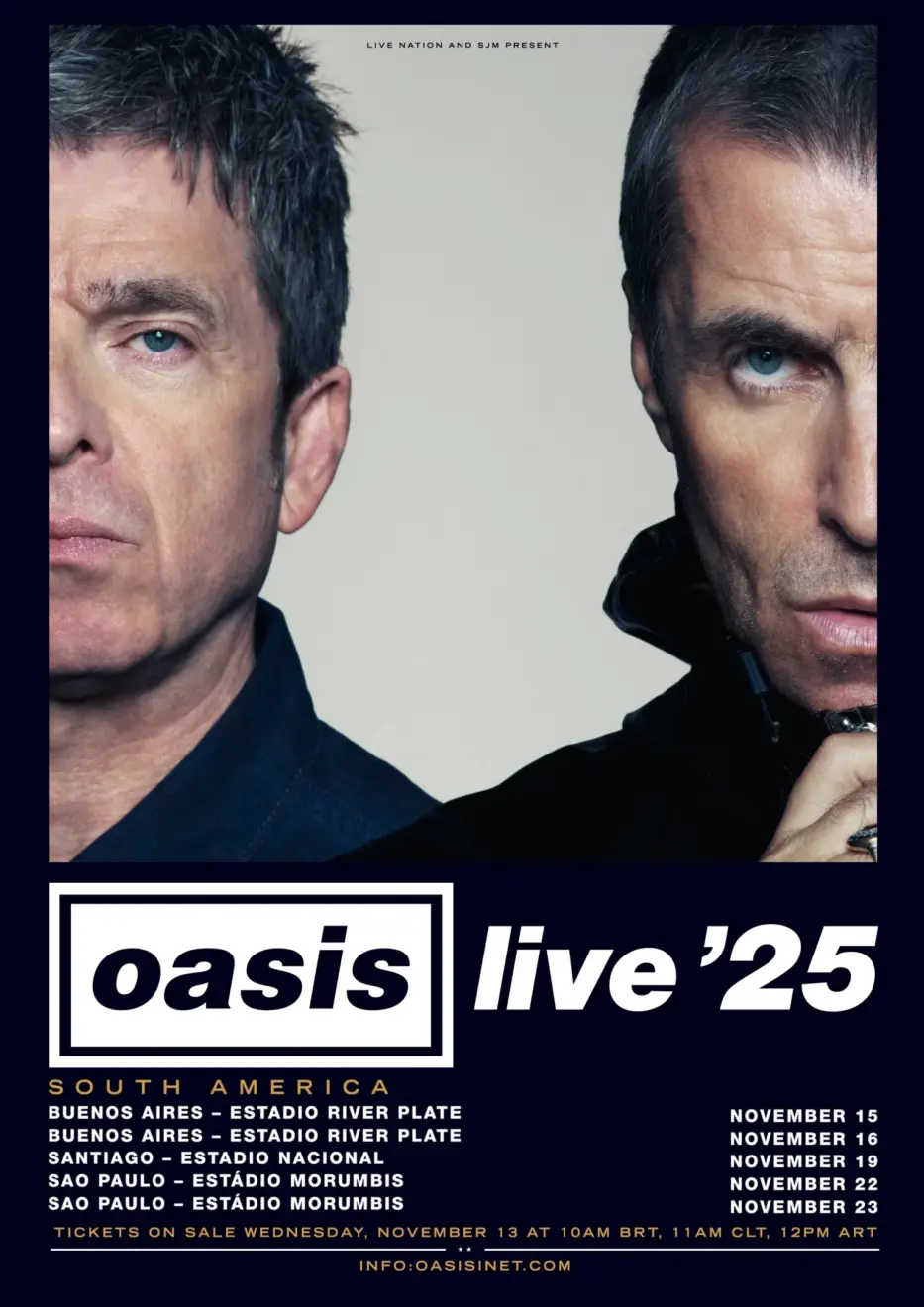 Cartaz dos shows do Oasis na América do Sul