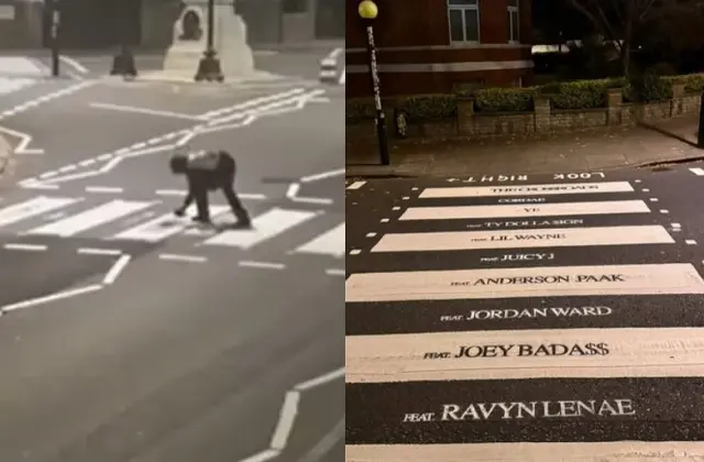 Lendária faixa de Abbey Road é vandalizada para divulgar lançamento de Rap