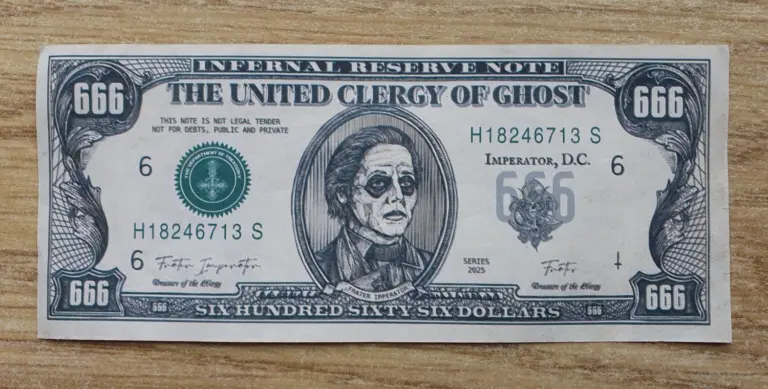Nota de dólar do Ghost em 2025