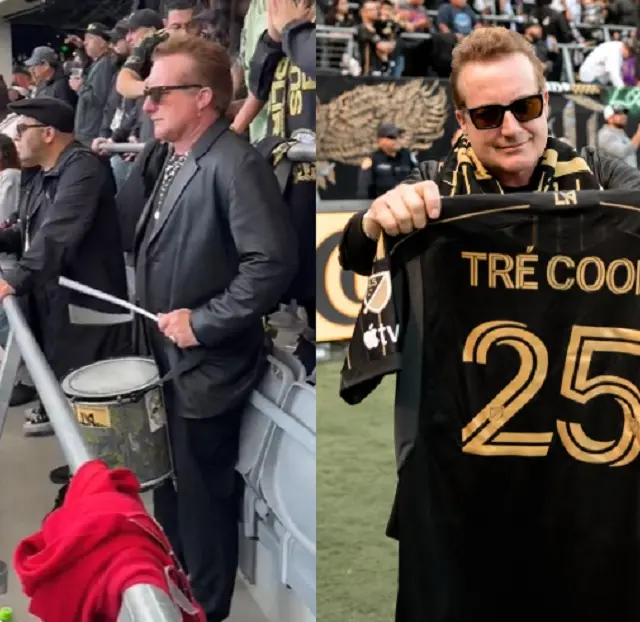 Tré Cool, do Green Day, aparece tocando bateria na torcida do LAFC