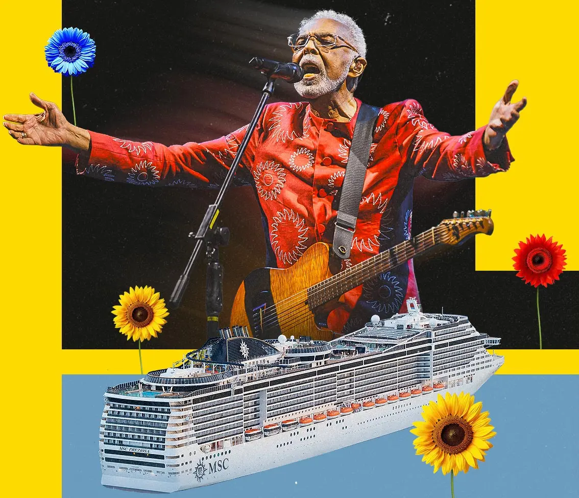 Gilberto Gil anuncia cruzeiro "Navio Tempo Rei" com Liniker, Nando Reis, Gilsons e mais