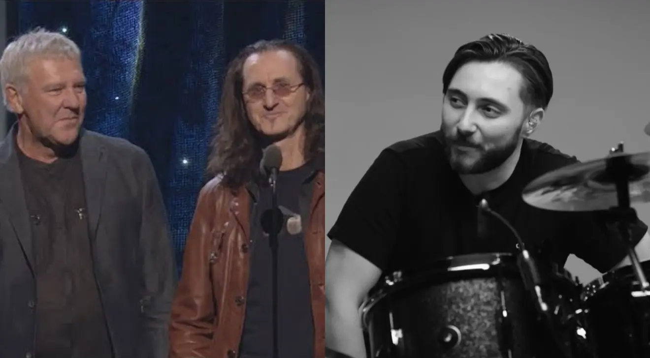 Geddy Lee e Alex Lifeson, do Rush, e Nic Collins