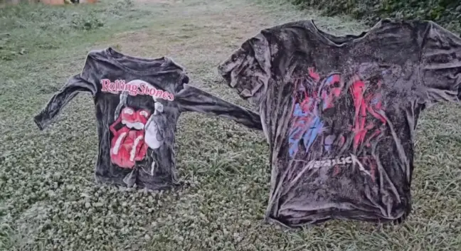 Camisetas de Metallica e Rolling Stones congelam ao ar livre em Santa Catarina