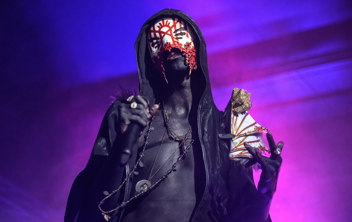LEEDS, ENGLAND - AUGUST 27: (EDITORIAL USE ONLY) Sleep Token performs on Day 3 of Leeds Festival 2023 at Bramham Park on August 27, 2023 in Leeds, England. (Photo by Katja Ogrin/Redferns)