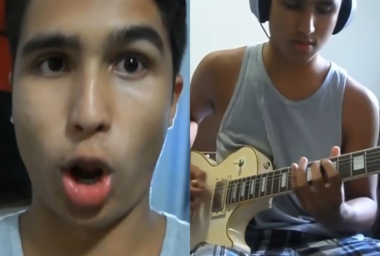 Matuê tocando Avenged Sevenfold na guitarra