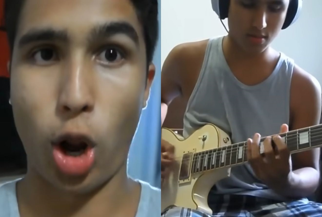 Matuê tocando Avenged Sevenfold na guitarra