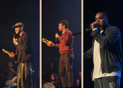 4° Prêmio da Música Capixaba - na sequência: César MC, Rodrigo Lima (Dead Fish) e Dudu MC