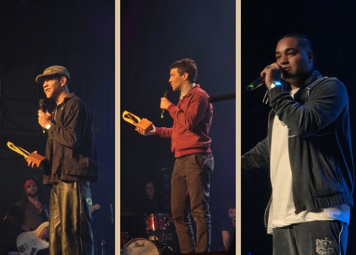 4° Prêmio da Música Capixaba - na sequência: César MC, Rodrigo Lima (Dead Fish) e Dudu MC