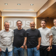 Rafael Bestetti (Chief Product and Operation Officer Opus Entretenimento), Carlos konrath (presidente do Conselho da Opus Entretenimento), Marcelo Rocci e Luit Marques (Criadores do João Rock), Lucas Zaffari (CEO da Opus Entretenimento),Sérgio Peixoto (diretor da Opus Live - segmento Tours, Talents & Festivals) e Igor Alarcon (Gerente Artístico Nacional Opus Entretenimento) - da esquerda para a direita. Crédito da foto: Fran Beck 
