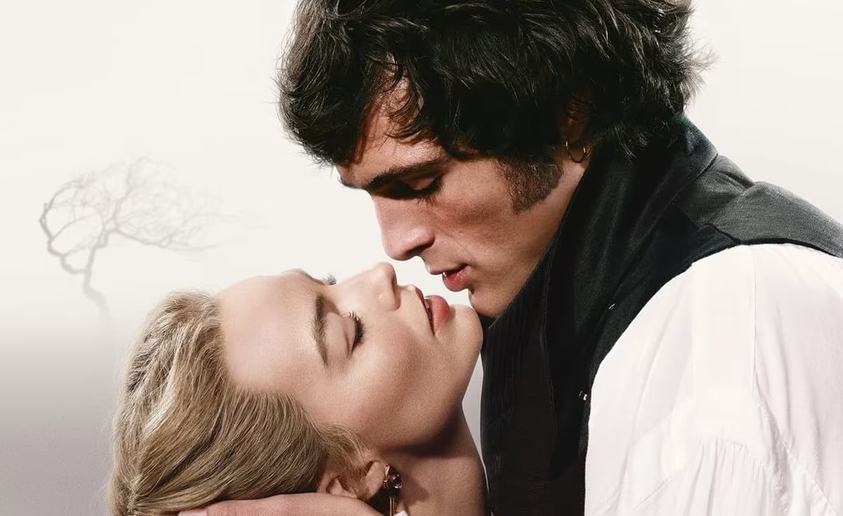 margot robbie e jacob elordi no filme morro dos ventos uivantes