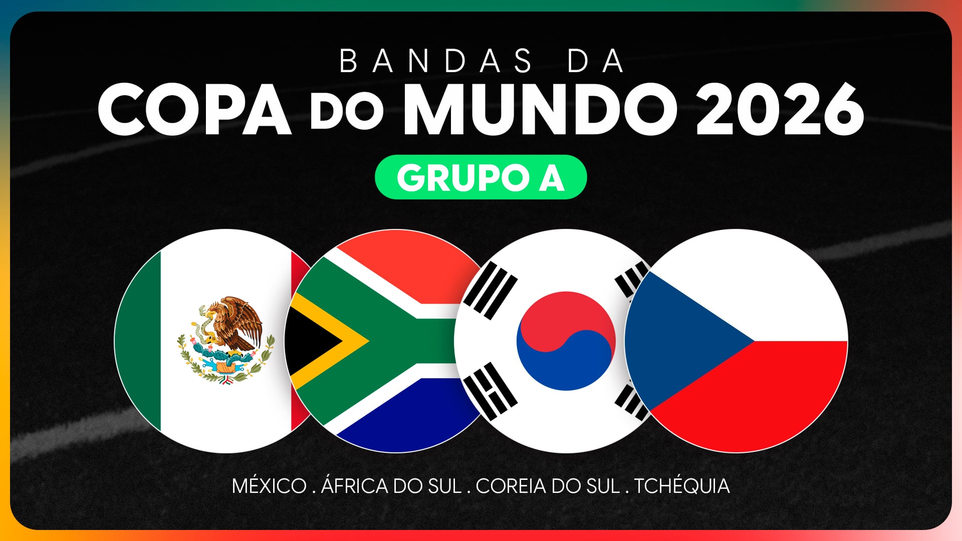 Bandas da Copa do Mundo 2026 - Grupo A (México, África do Sul, Coreia do Sul e Tchéquia)
